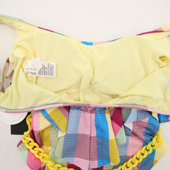 Gianni Bini x Jess Southern Plaid One Piece Swimsuit Scoop Neck Ruffle XS NWT - Picture 8 of 12